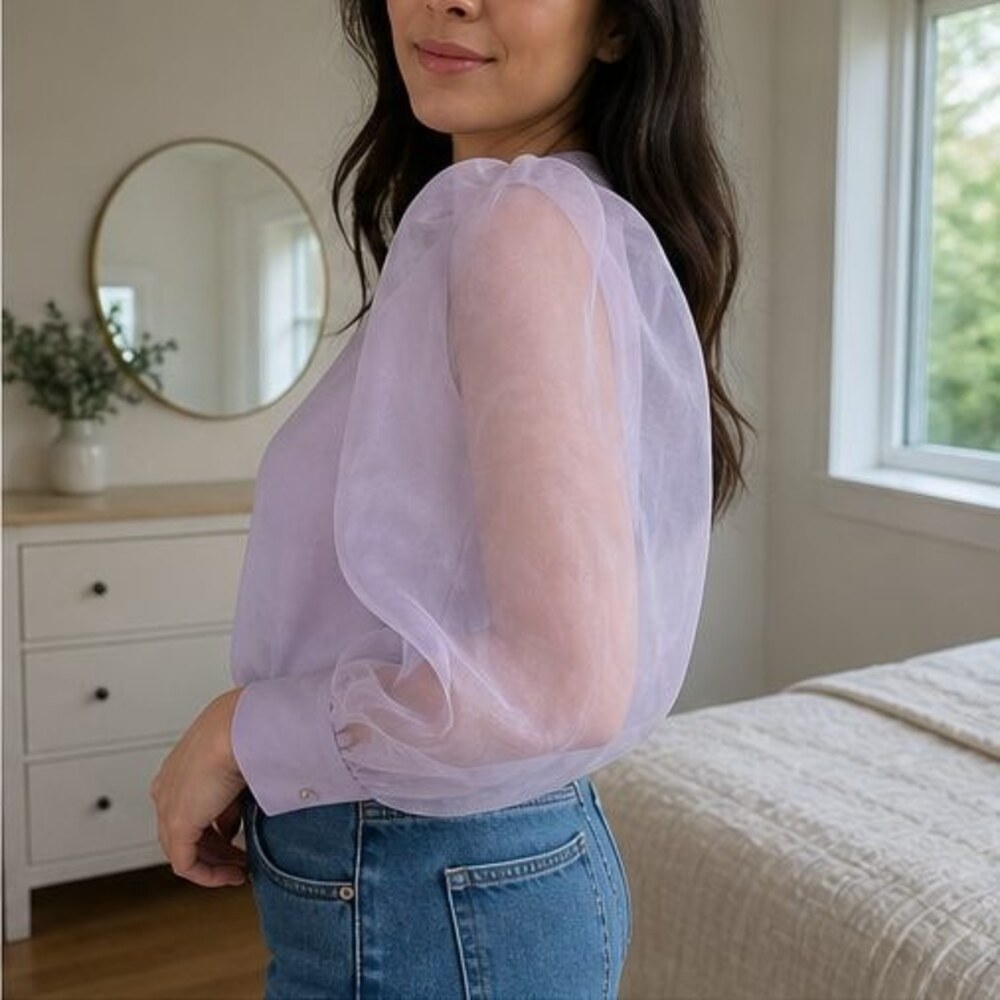 Navy Peplum Top - Picture 3 of 6